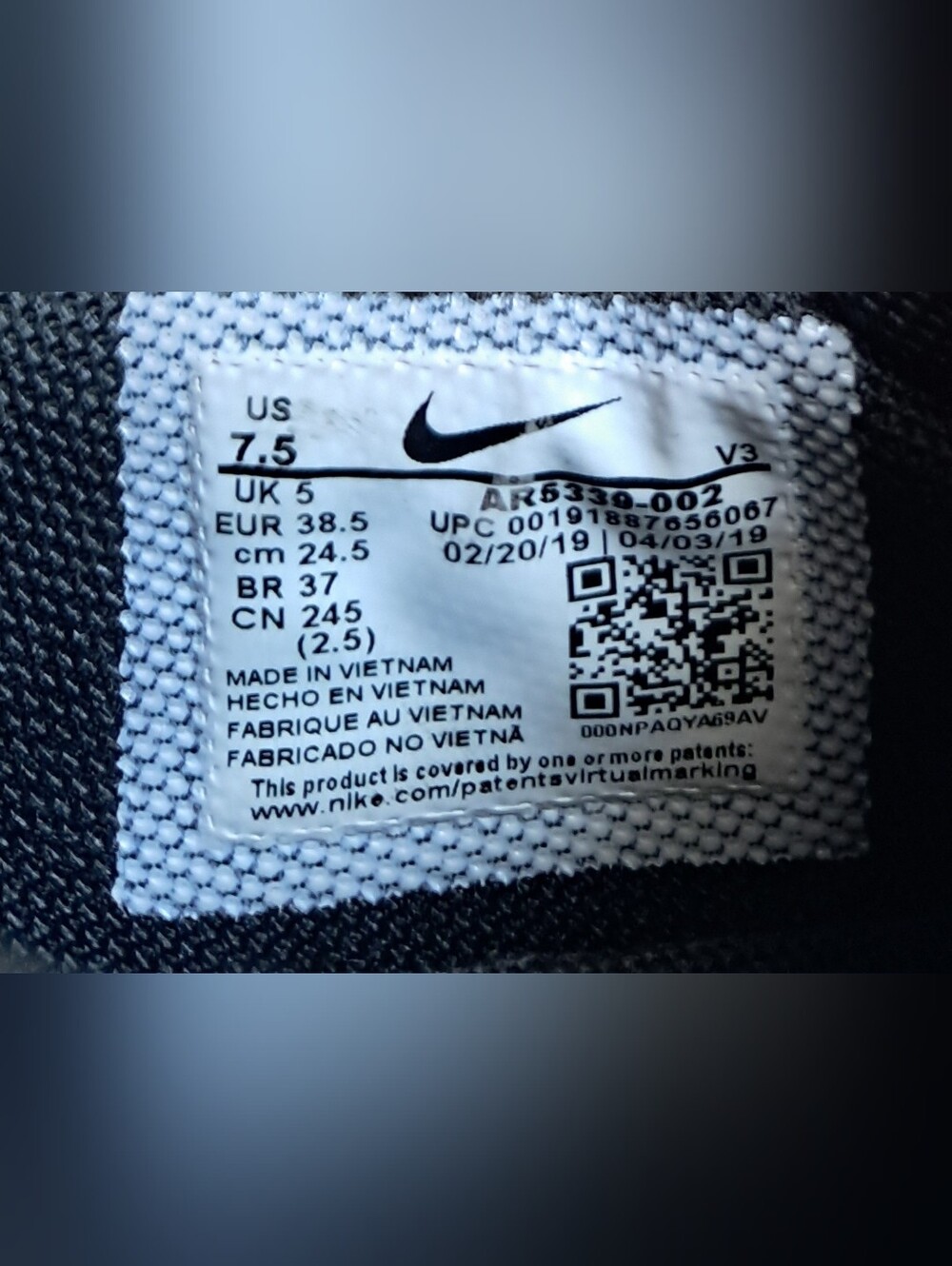 Nike Air Force 1 Sage Low Shoes Womens Black Off White Platform Size 7.5 - Picture 9 of 9